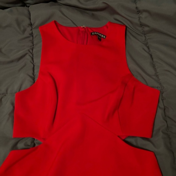 Express Red Flare Dress - Picture 2 of 3